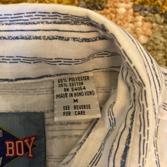 Bugle Boy Button Down Short Sleeve Shirt Size Medium Color Blue And White - Picture 4 of 7
